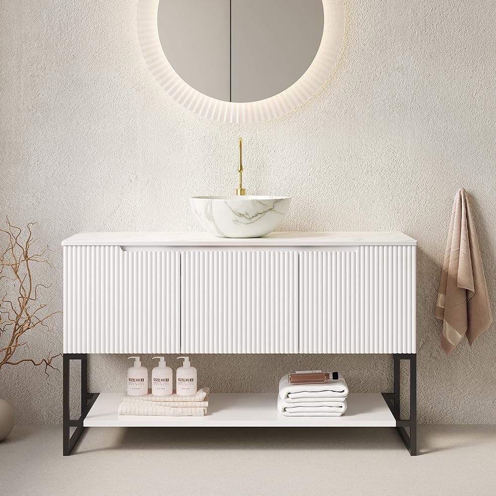 48" Bathroom Vanity with Vessel Sink & 3 Soft-Closing Doors & Op...
