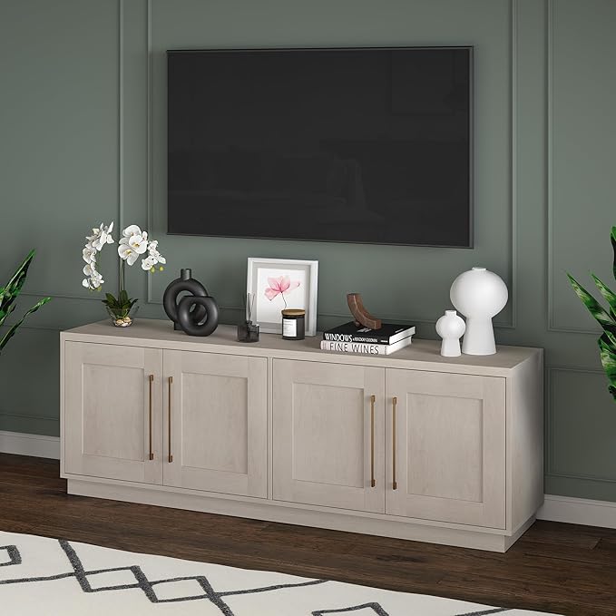 Henn&Hart TV Stand for TVs up to 75'' with 2 Concealed Storage Ca...