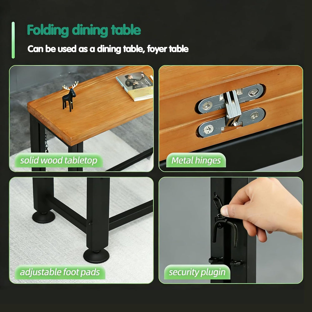 Foldable Dining Table,Solid Wood Flip Top Narrow Console Table,Small Writing ...