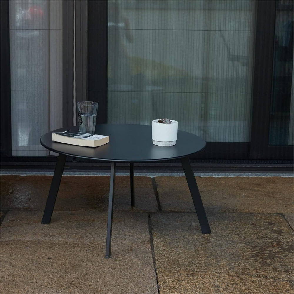 Meluvici Outdoor Side Table, Outdoor/Indoor Metal Steel Patio Coffee Table, R...