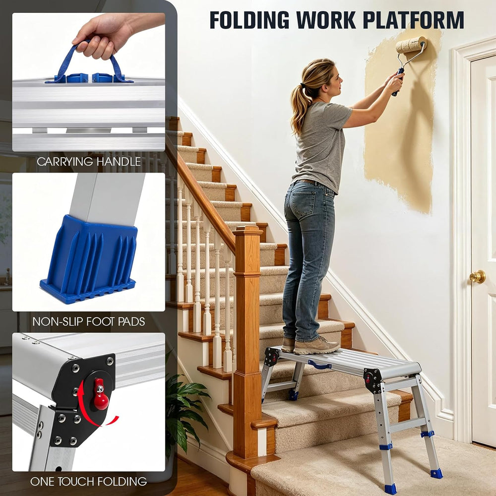 Aluminium Work Platform 660 Lbs, Portable Scaffolding Platform with One-Touch...