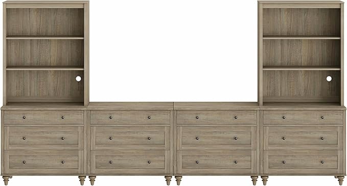 WAMPAT Entertainment Center with Bookshelves for TVs up to 75", Farmhous...