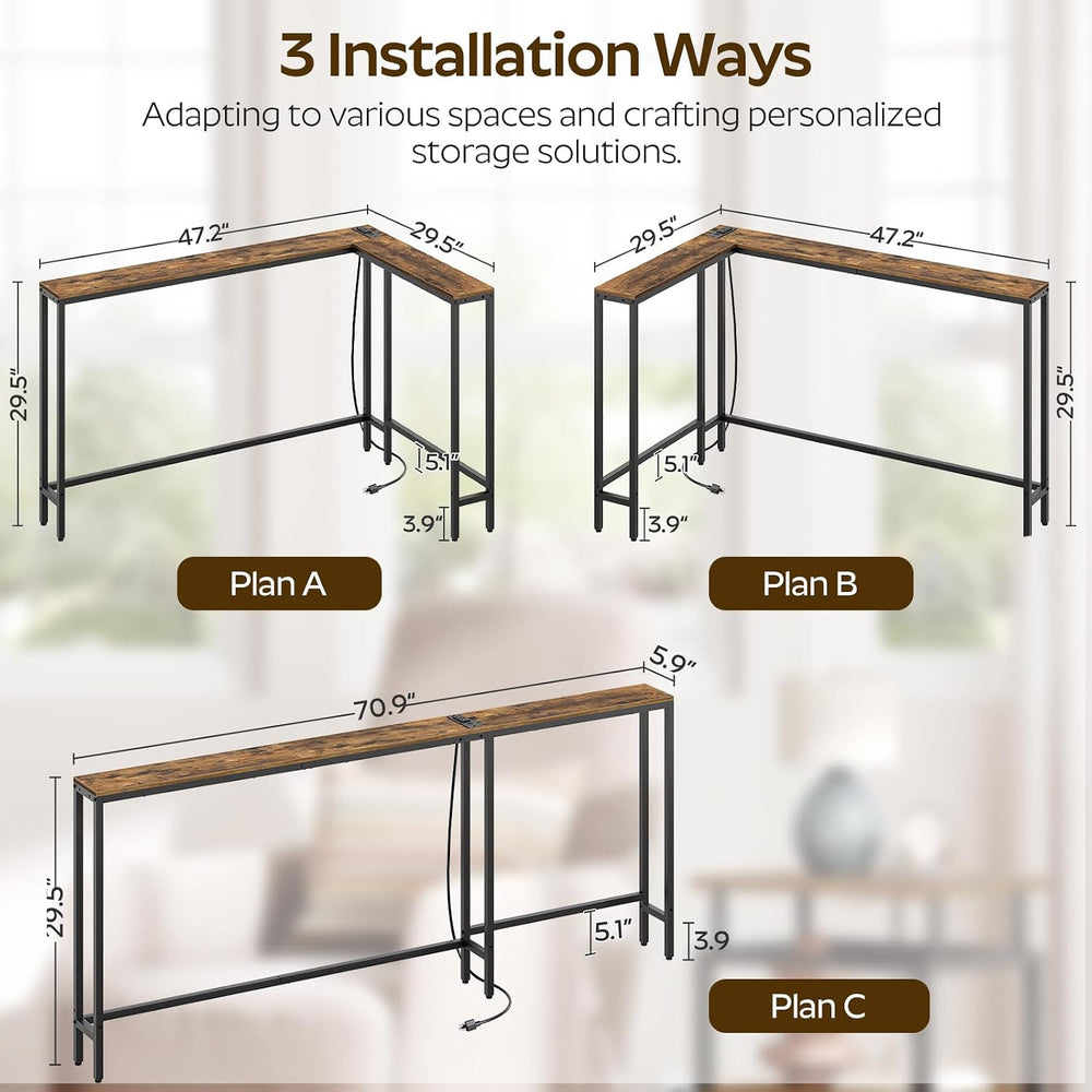 YATINEY Narrow Console Table with Outlets, 70.9" Sofa Table Narrow Long,...
