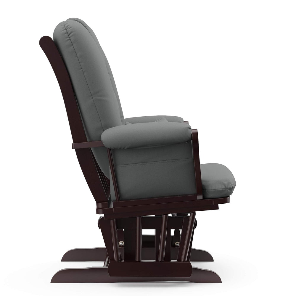 Storkcraft Tuscany Glider and Ottoman with Lumbar Pillow, Espresso/Gray