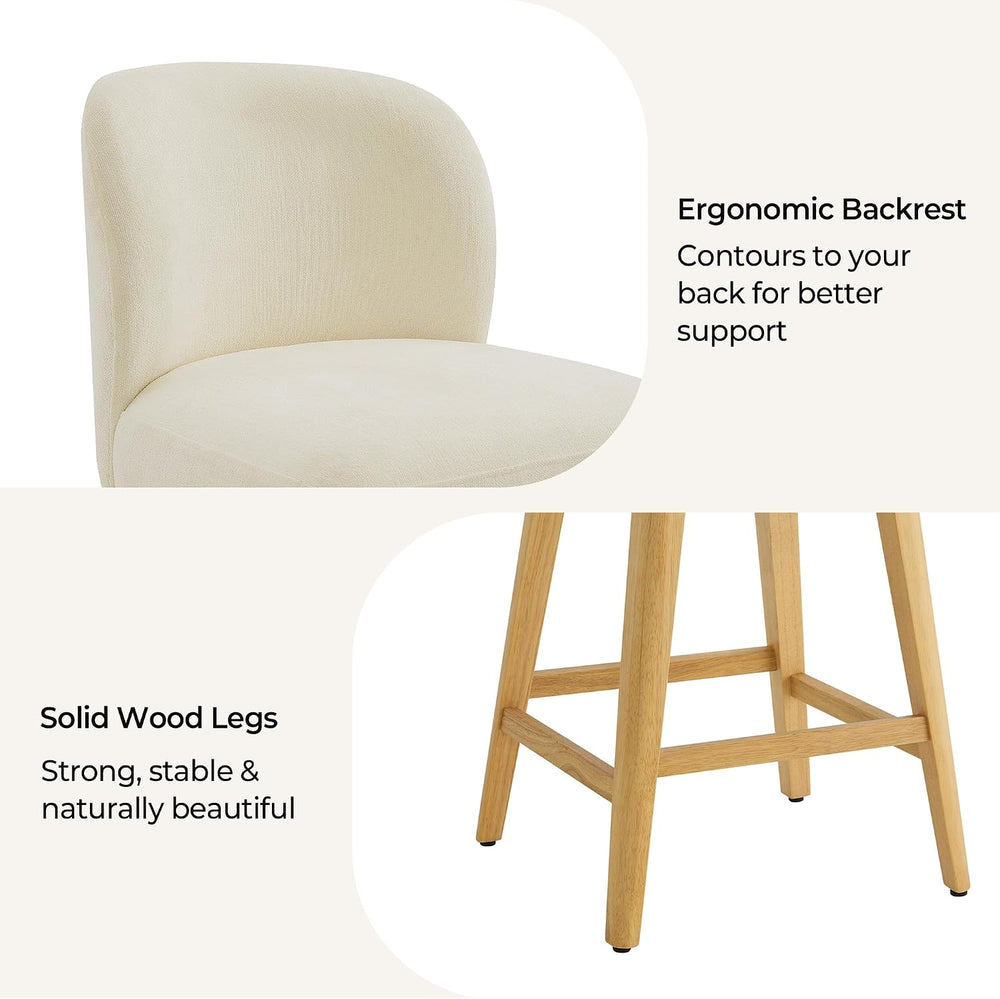 CHITA 26.8" Swivel Counter Stool, Set of 2, Cream Chenille