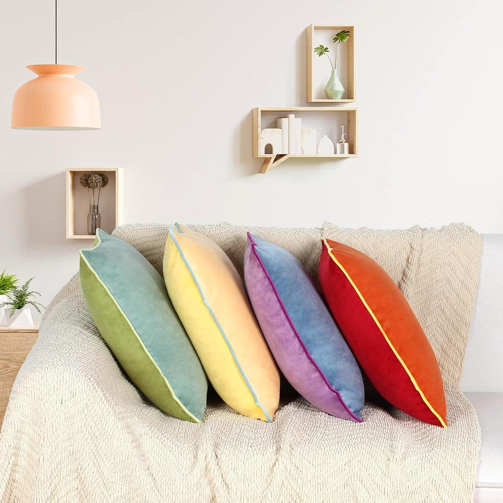 Throw Pillow Covers 18x18 Inches Set of 4 Soft Velvet Couch Cushion Covers Mo...