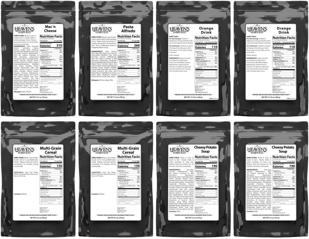 Heaven’s Harvest 25-Year Family Food Kit — Emergency Food Supply. Freeze Drie...