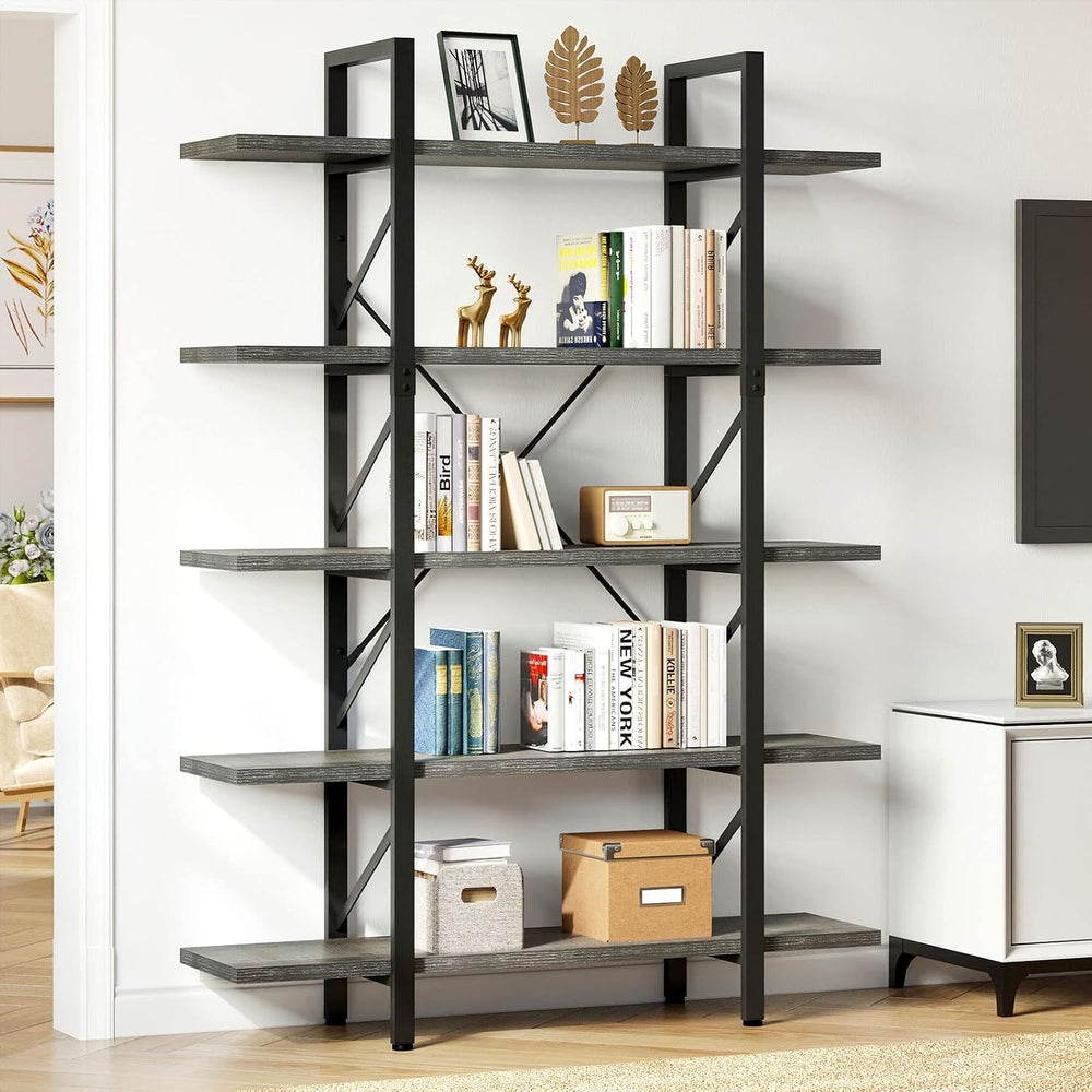 YITAHOME 70.9-Inch 5-Tier Bookshelf, Charcoal Gray