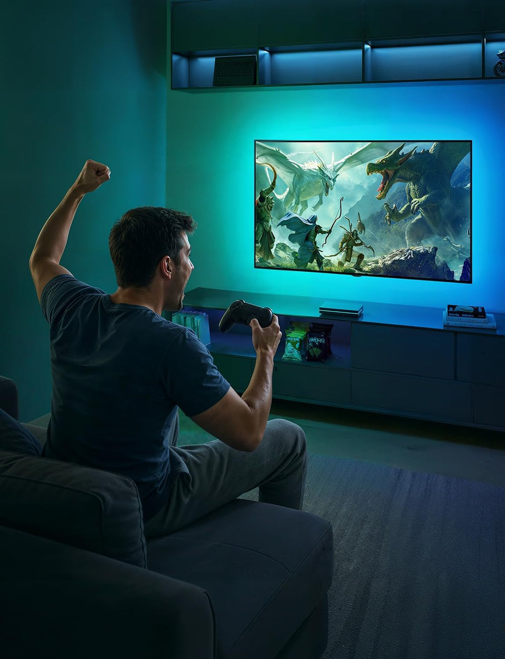 Govee HDMI 2.1 AI Sync Box 2, 8K/4K @144Hz, RGBWIC for 55-65 Inch TVs