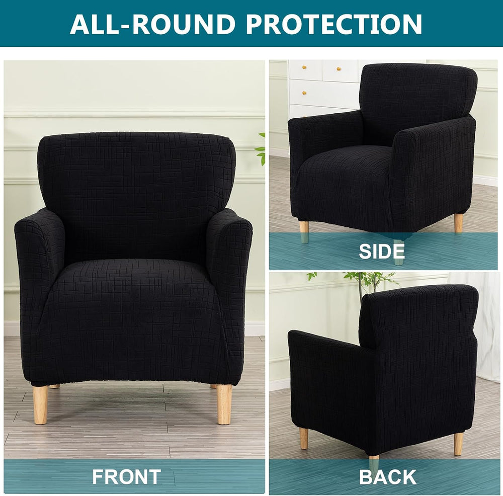 KRFOONN Chair Covers with Arms Armchair Slipcover for Living Room, Black