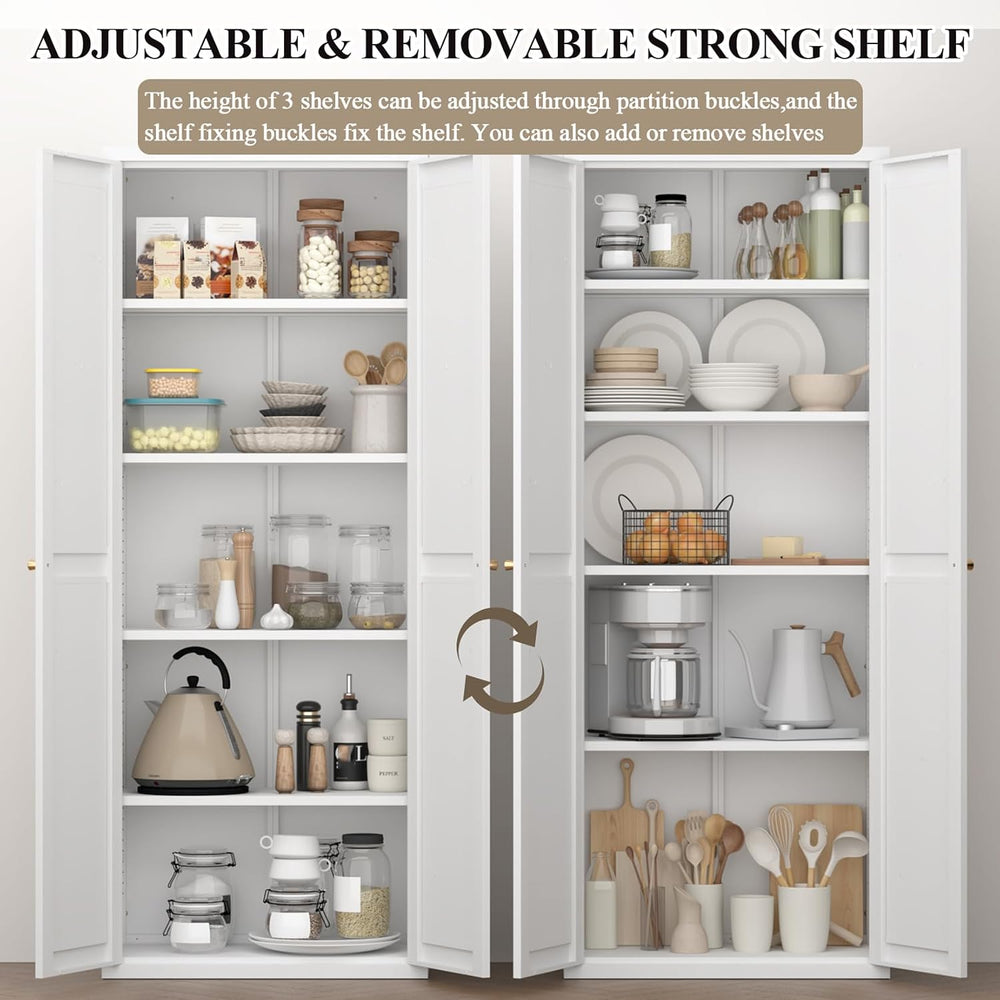 71" Tall Kitchen Pantry Cabinet, Metal Pantry Storage Cabinet with Adjus...