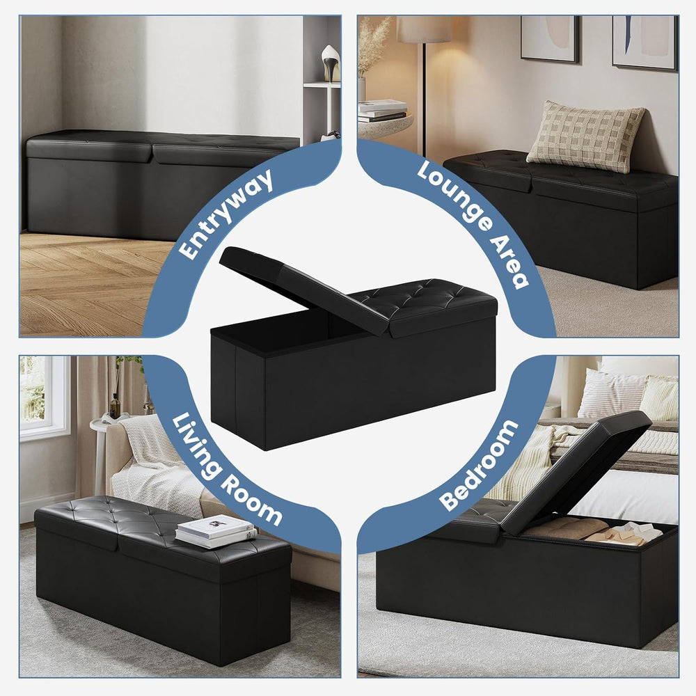 DUMOS 43 Inch Folding Storage Ottoman Bench with Flipping Lid