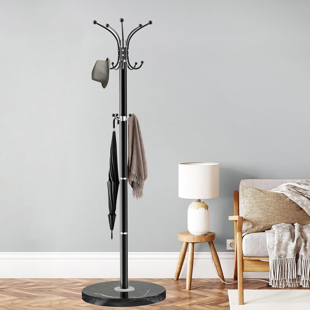 ZOZOE Metal Coat Rack Stand, Modern Coat Rack Freestanding with Natural Marbl...