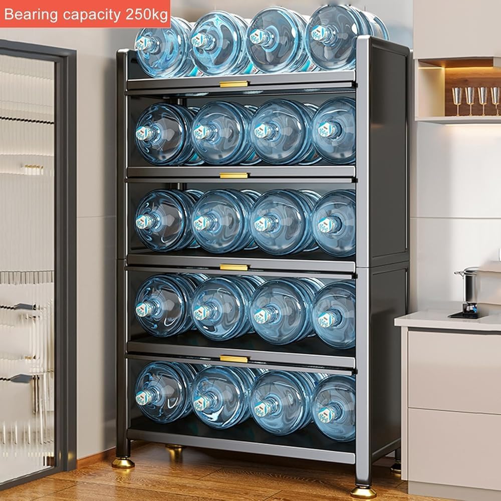 Modern 3-Tier Microwave Rack with Flip Door & Metal Storage - Stylish Kit...