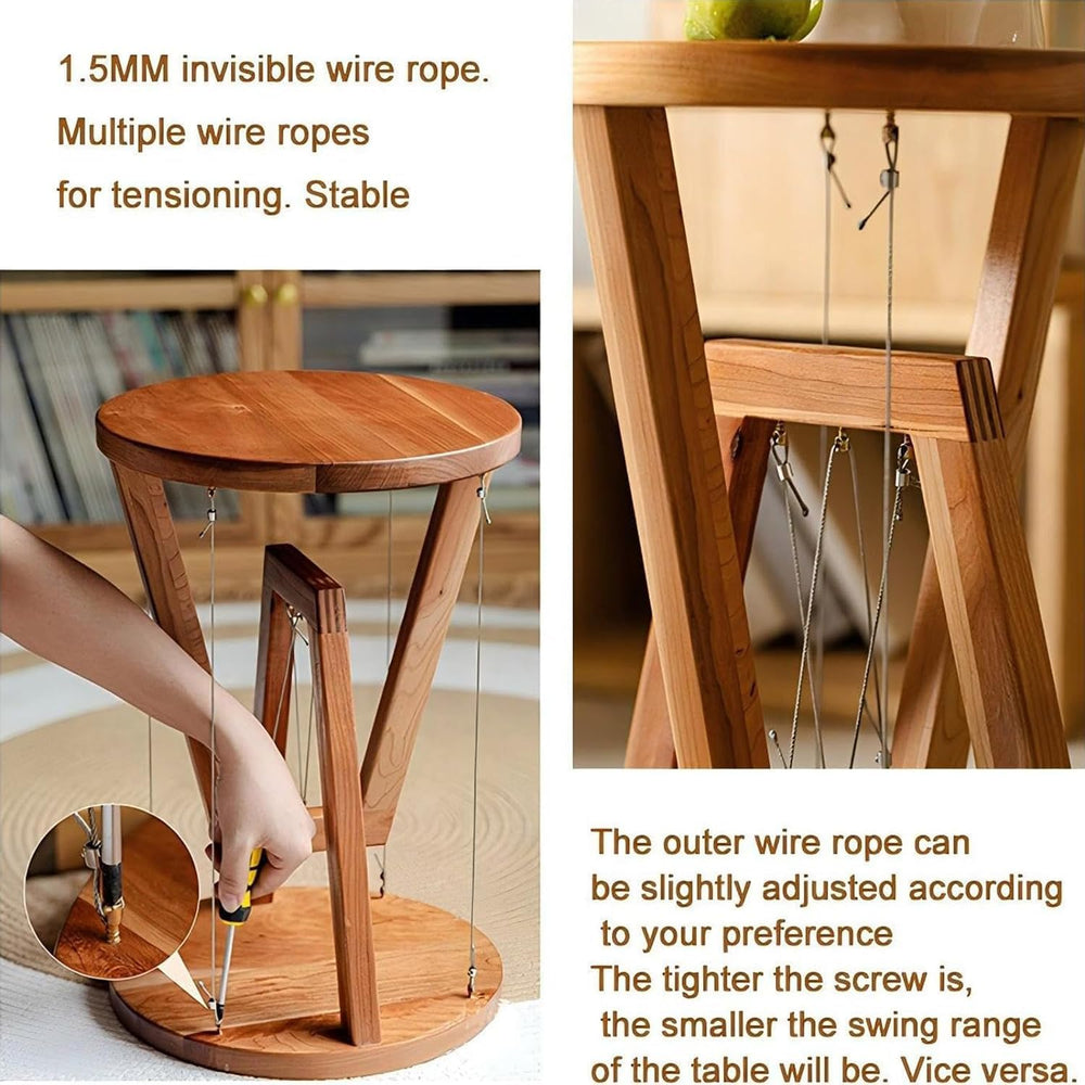 Floating Effect End Table, Solid Wood Tensegrity Side Table, Anti-Gravity Han...