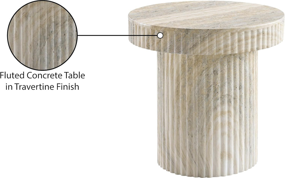 Meridian Furniture Legatto Travertine Indoor/Outdoor Concrete End Table