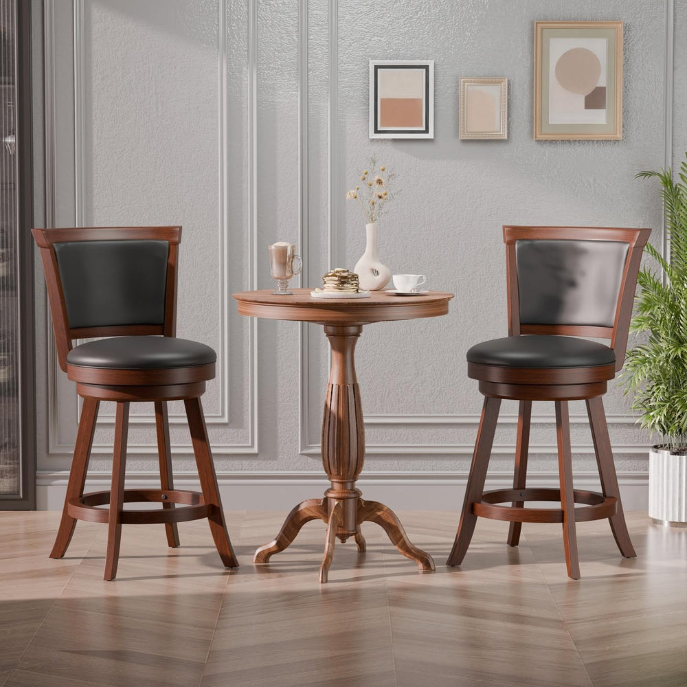 Bar Stools Set of 2, Farmhouse 24" Counter Height Barstools, Brown | Uph...