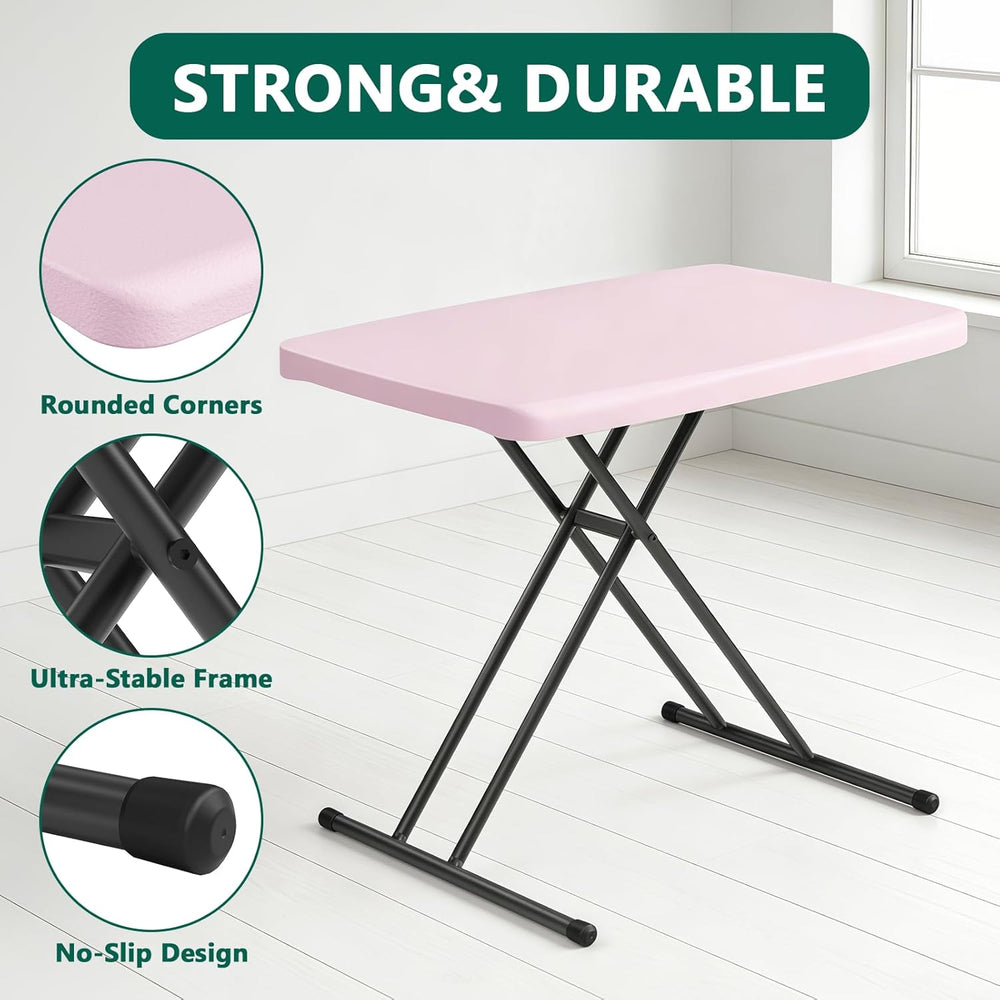 Folding Table 30 Inch - Small Desk Adjustable Height TV Tray for Laptop, Couc...