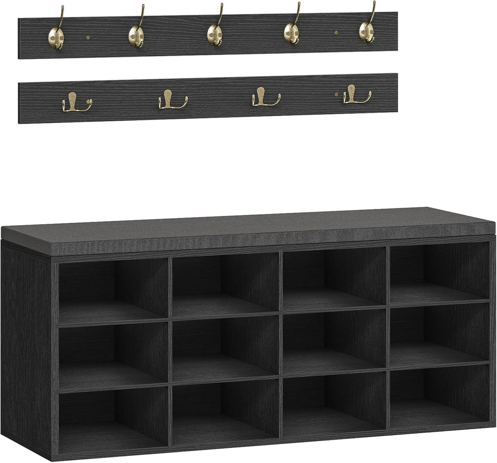 HOOBRO Shoe Storage Bench with Cushion, 39.4" L Entryway Bench with 12 C...