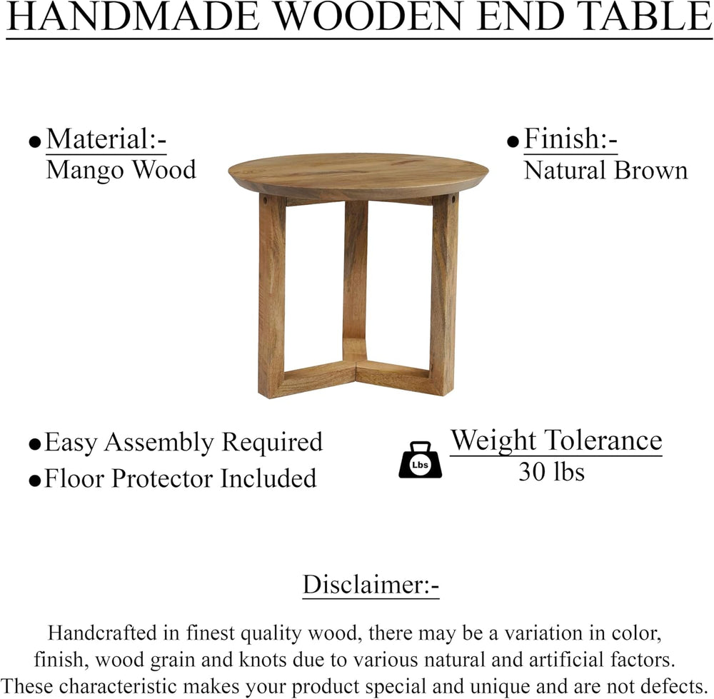 TUP THE URBAN PORT Nina 18.5" Round Handcrafted Side End Table | Natural...