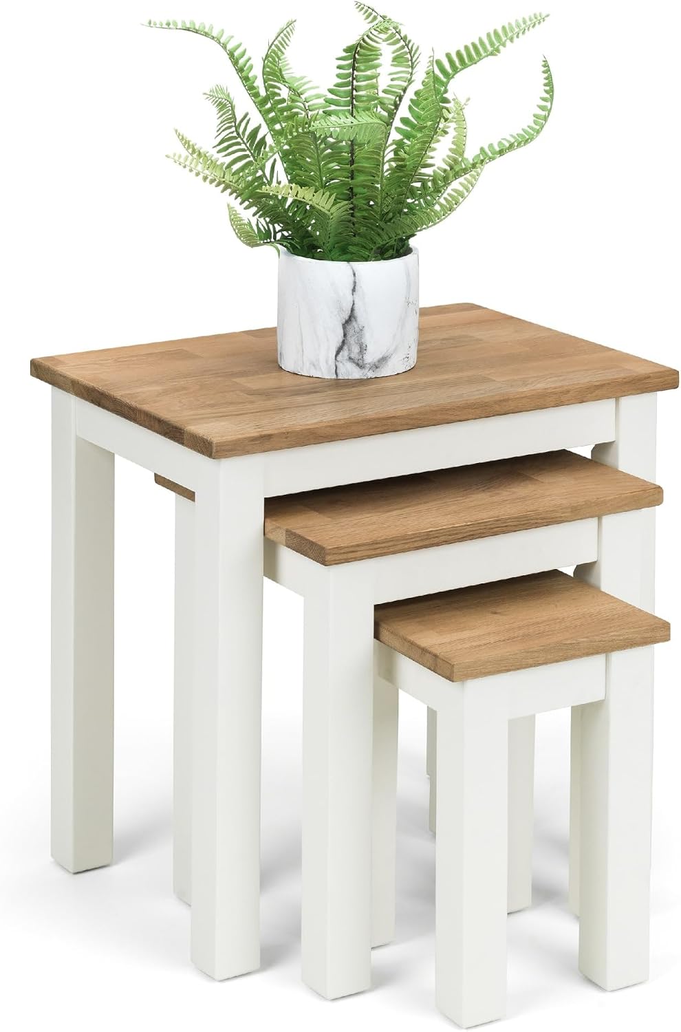 Julian Bowen Coxmoor Nest of 3 Tables, White & Oak