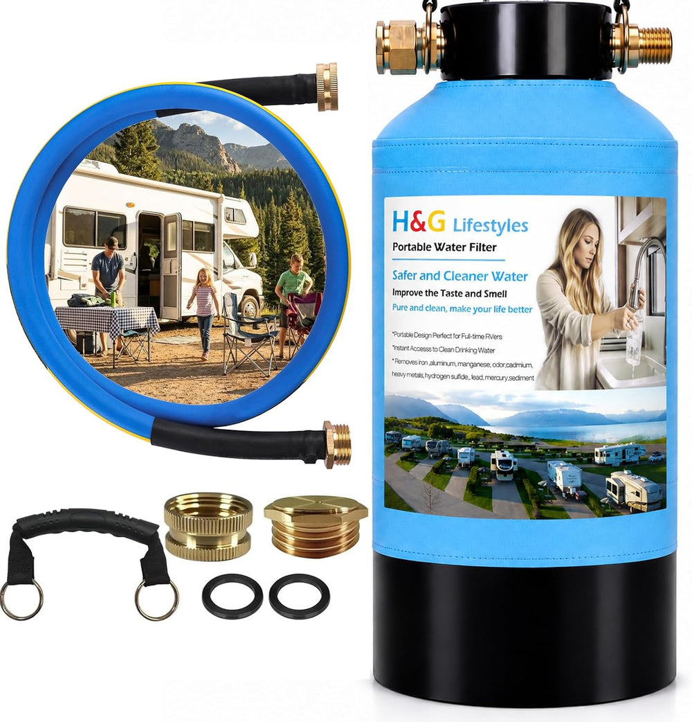 H&G lifestyles RV Water Filter System 3/4" GHT for Garden Hose