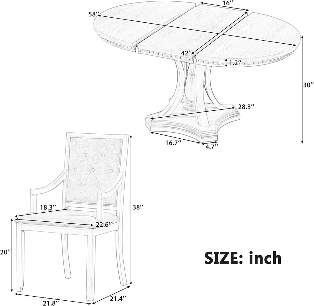 Knocbel Extendable Dining Table Set for 4-6, Round Oval Dining Table with 4 C...