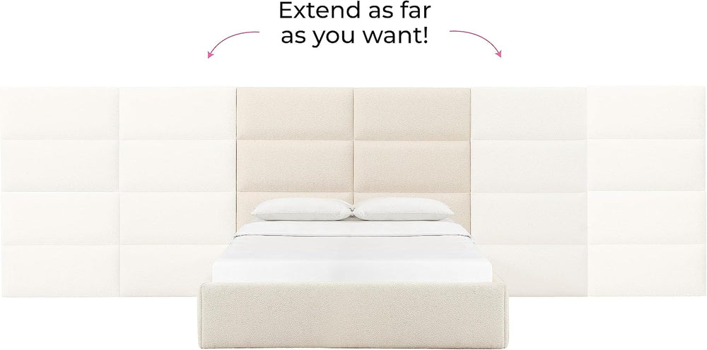 Tov Furniture Eliana Cream Boucle Queen Wings (Set of 2)