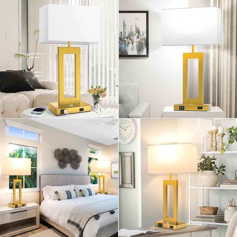 Table Lamps for Bedrooms Set of 2, 27.2’’ Super Tall Modern Gold Lamps for Li...