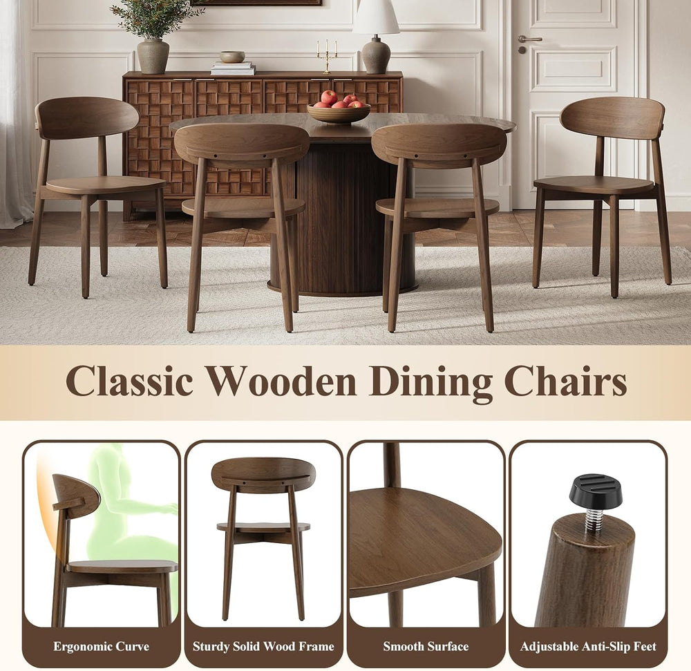 MALOL Wooden Dining Chairs Set of 6, Mid Century Modern Dining Room Chairs, A...