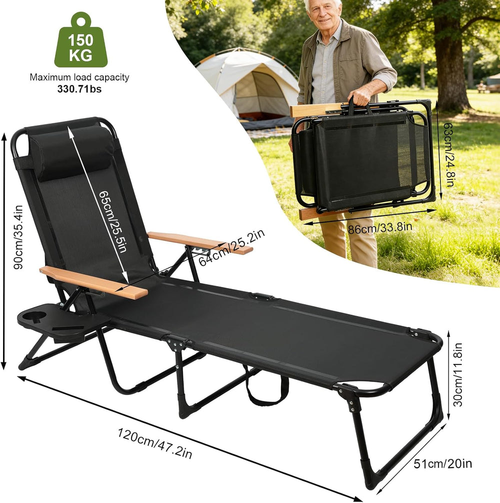 Folding Lounge Chairs for Outside, Beach Patio Lounge Chair, Sunbathing/Tanni...