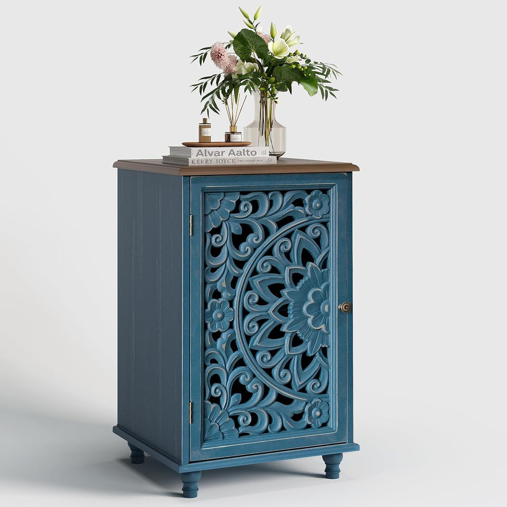 JOINICE 27" Small Accent Storage Cabinet with Door for Living Room,Blue