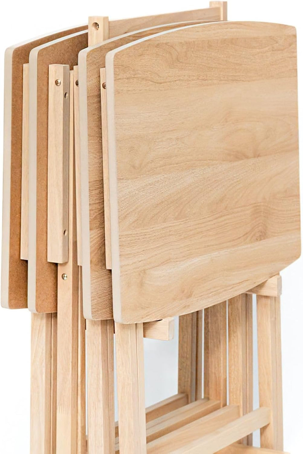 PJ Wood XL Oversize Tray Table, Natural Wood, 5-Pack | 33.2 lb Capacity, Rect...