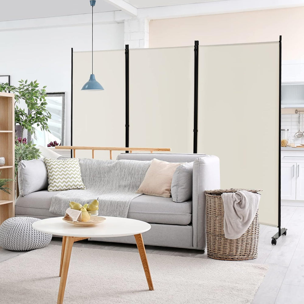 GOFLAME 3 Panel Folding Room Divider, 6FT Rolling Privacy Screen with Lockabl...