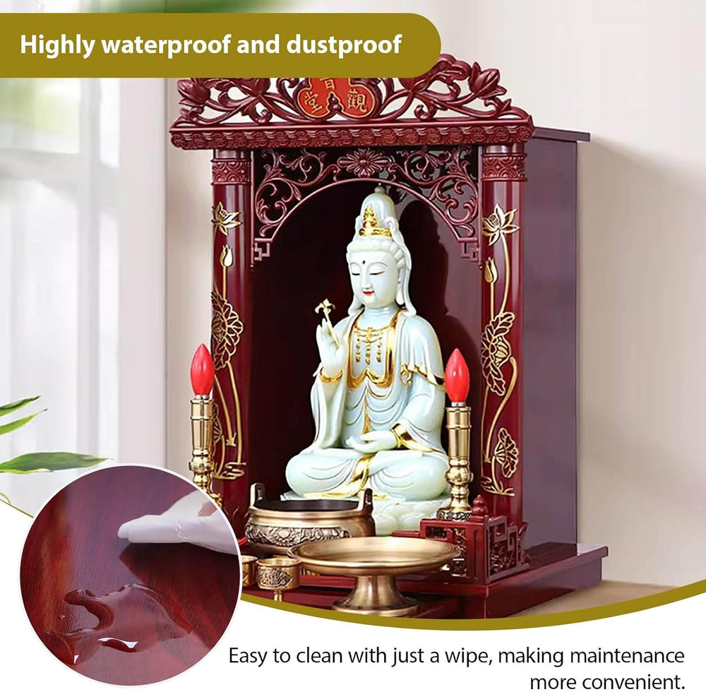 Wall Altar Shelf with Pull-Out Panel for Incense Offerings,Wall-Mounted Solid...