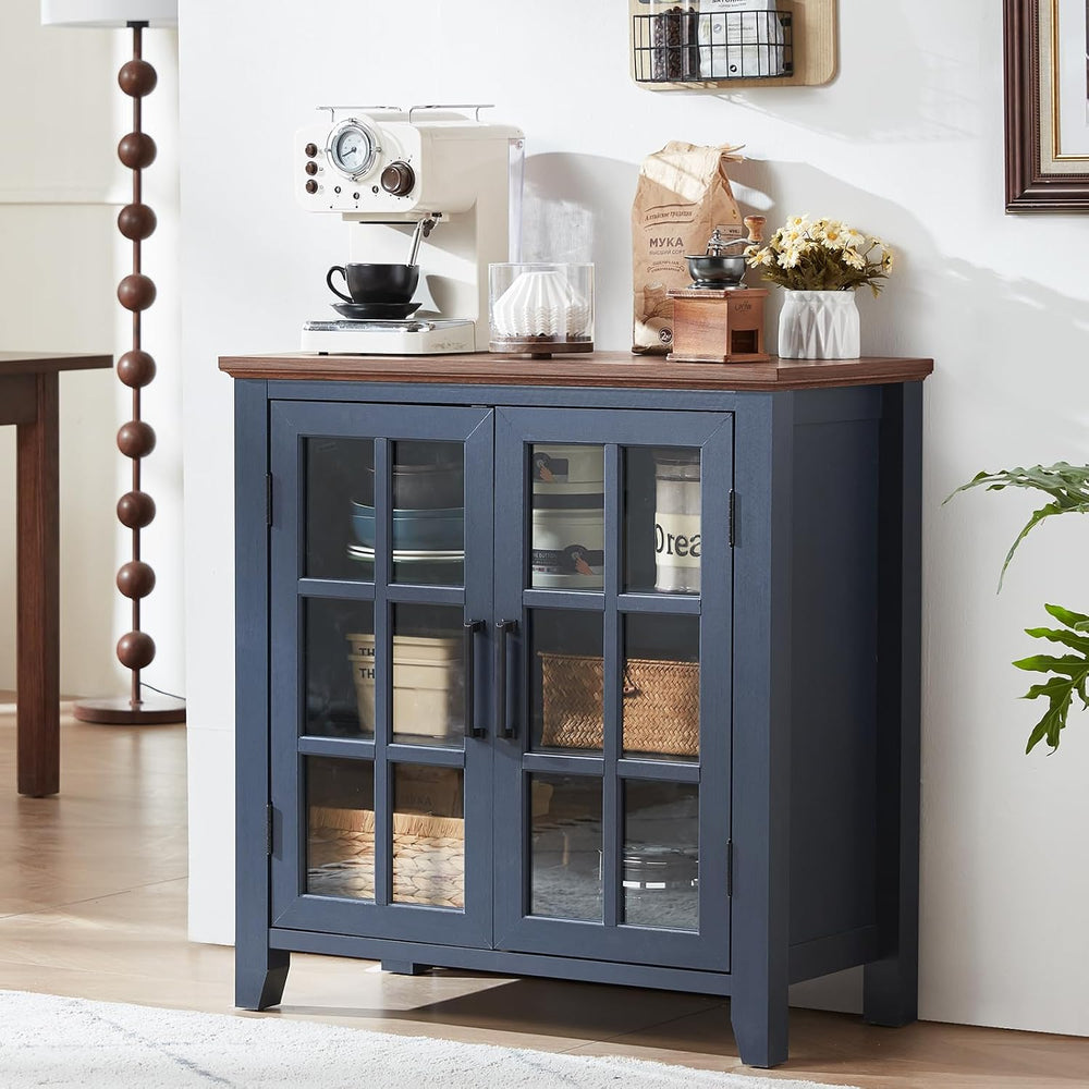 Joaxswe Large Sideboard Buffet Cabinet with Storage, 32" Farmhouse Navy ...