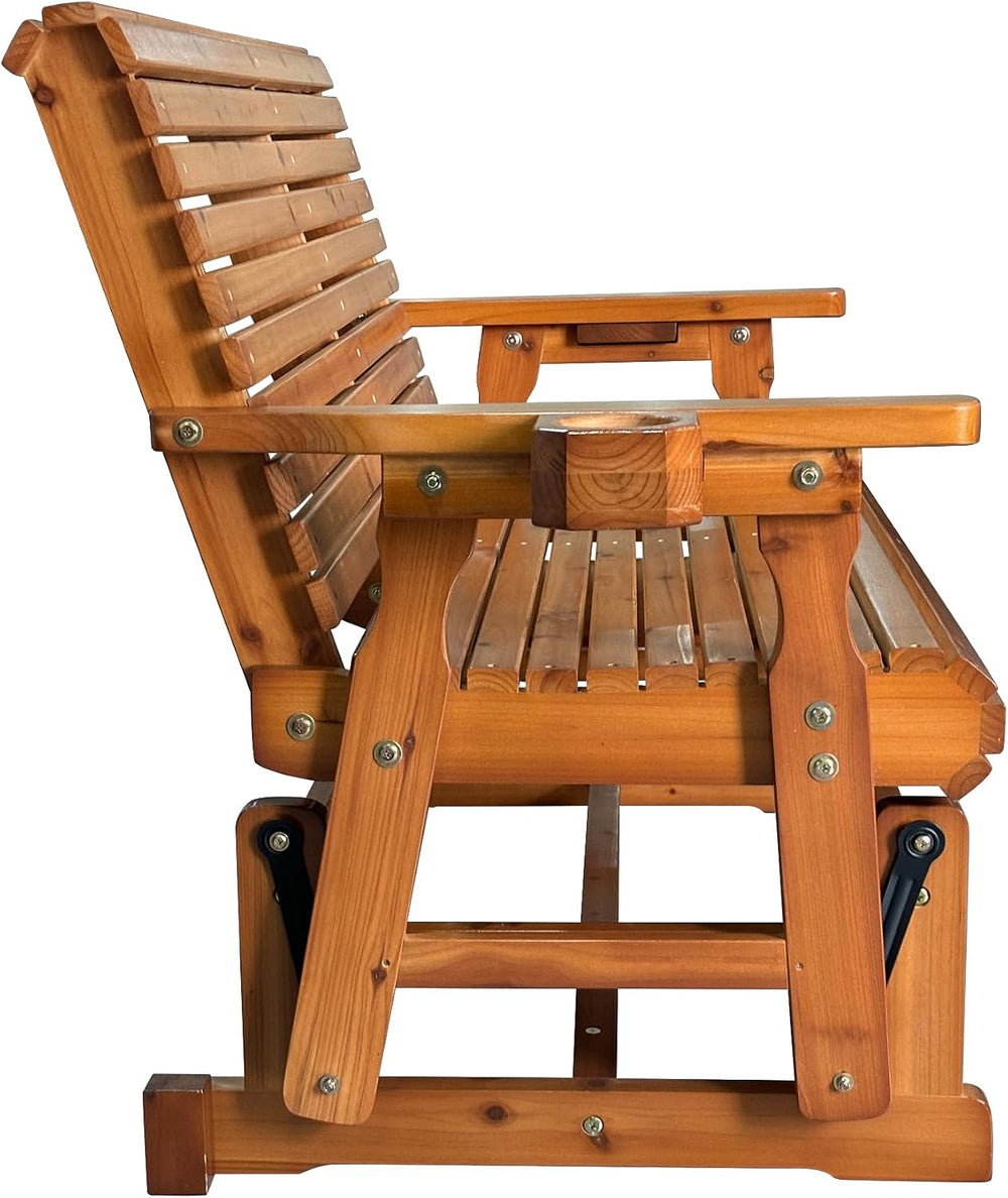 Fortune Candy Patio Glider with Cup Holders, High Roll Back and Deep Contoure...