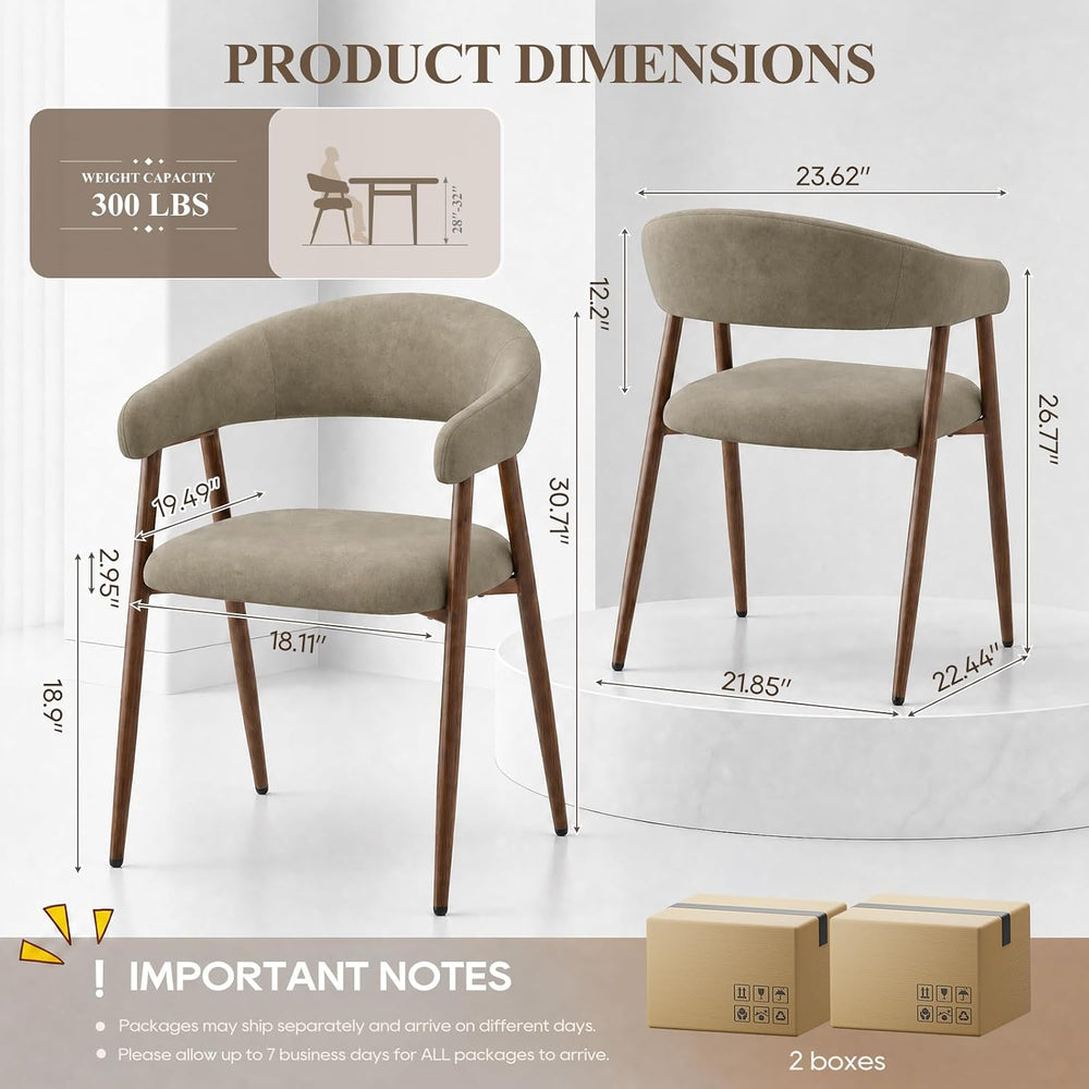 Upholstered Dining Chairs Set of 4, Comfy Curved Backrest & Armrest