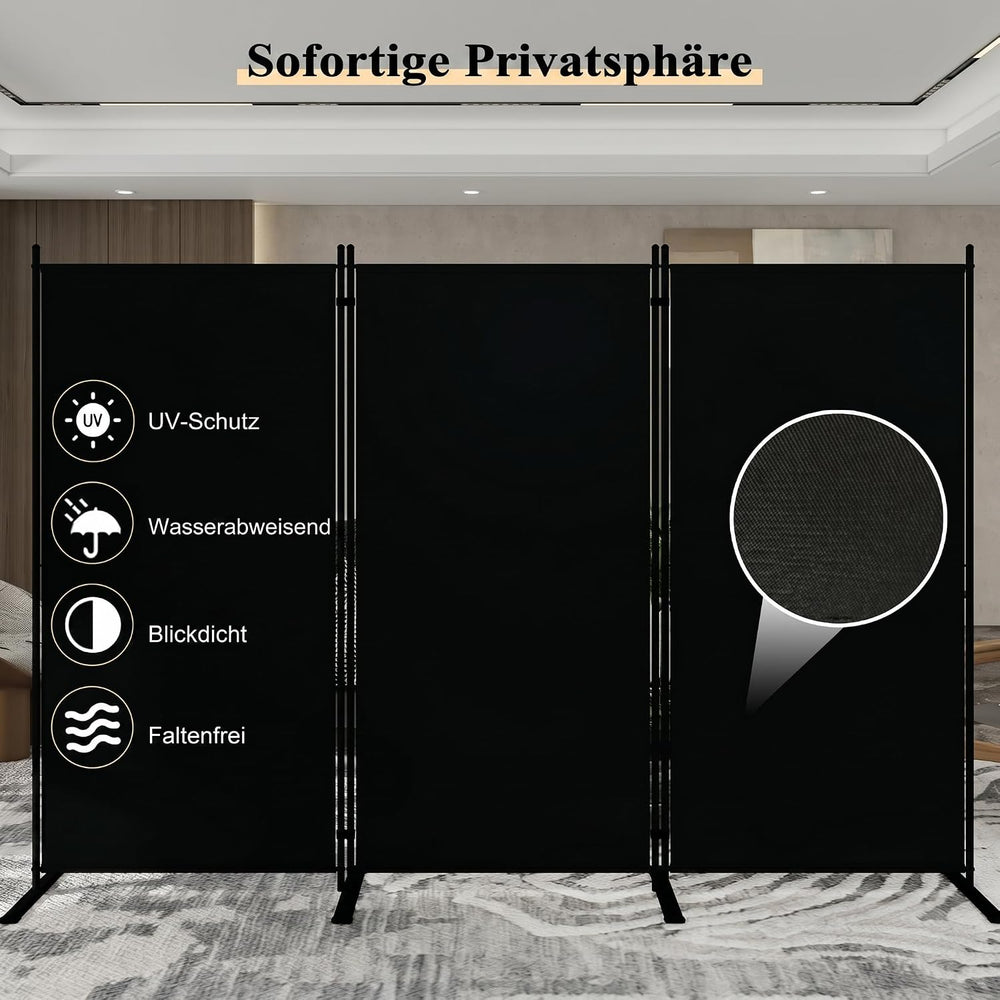 T&Jero 3-Panel Folding Room Divider, 6ft Tall Portable Privacy Screen Wal...
