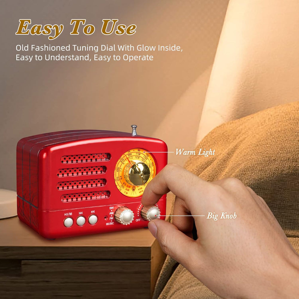 PRUNUS J-160 Retro Vintage AM FM Radio with Bluetooth Speaker