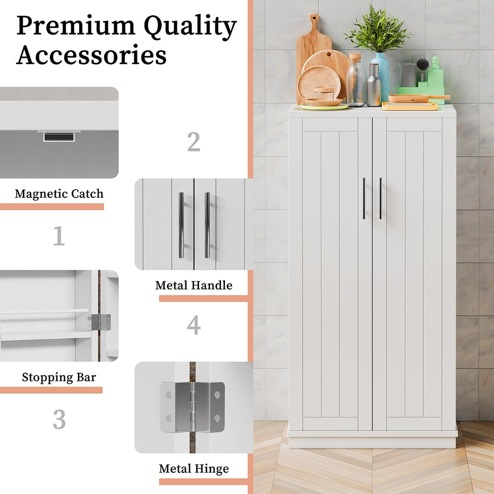 47in Kitchen Pantry Cabinet, Wood Kitchen Storage Pantry Cabinets Freestandin...