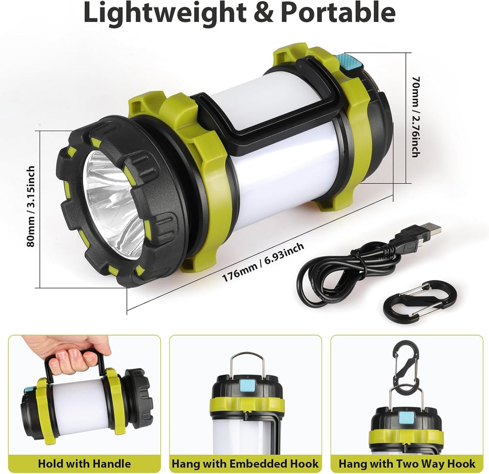 2 Pack Camping Lantern, Outdoor LED Camping Light, Rechargeable Flashlights