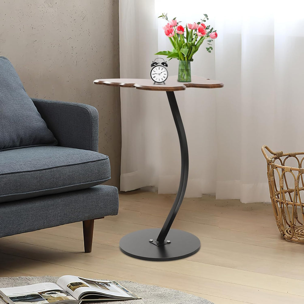 C-Shaped End Table, Butterfly Shaped Sofa Side Table with Metal Frame, Modern...