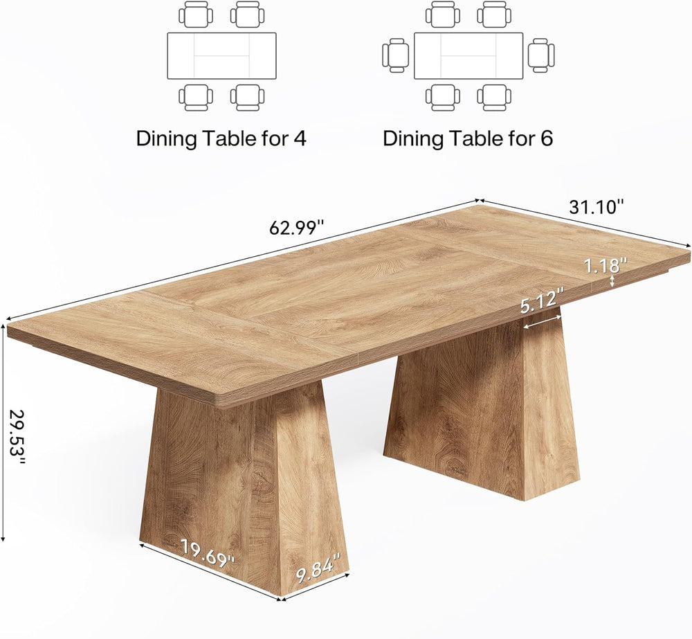 LITTLE TREE Dining Table for 6 People, Wooden Table, Rectangle Furniture with...