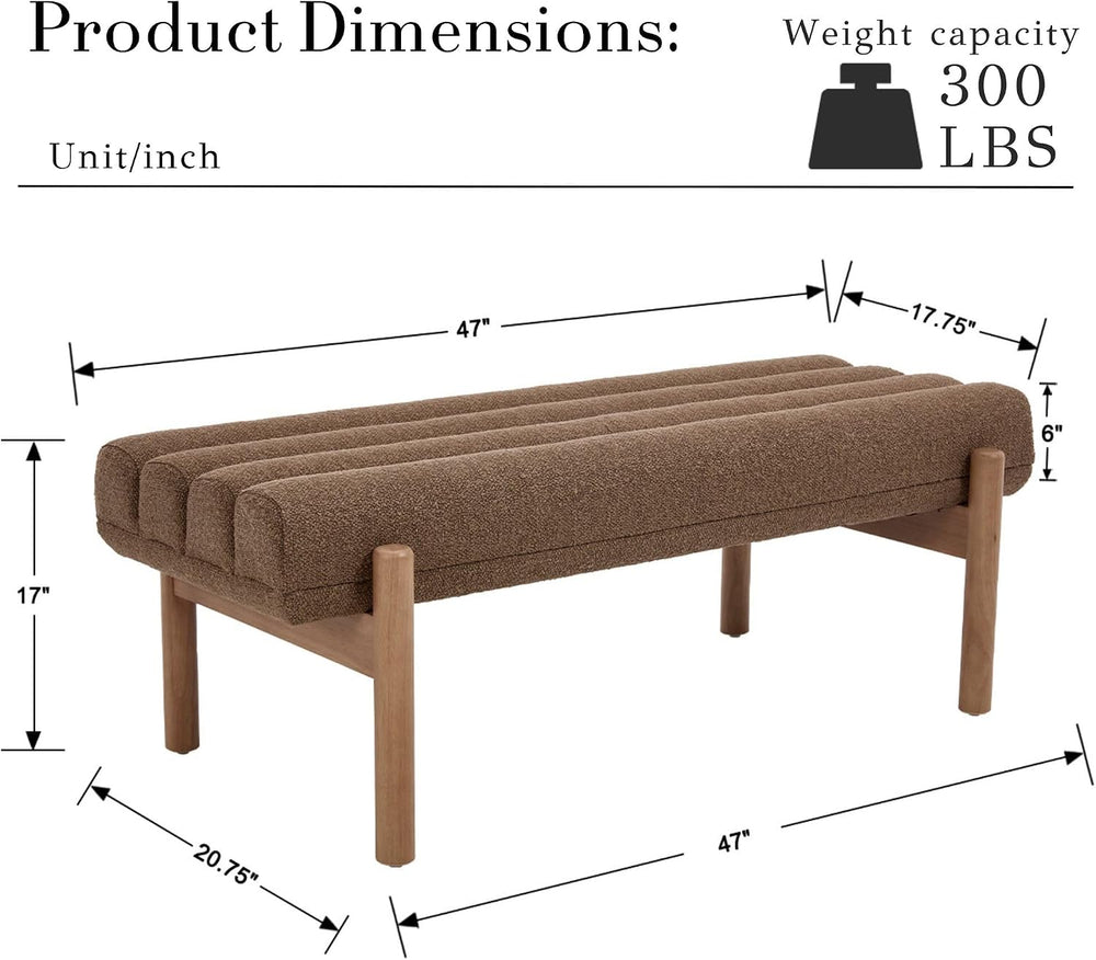 BESTANO 47" Upholstered Entryway Bedroom Bench End of Bed, Modern Brown ...