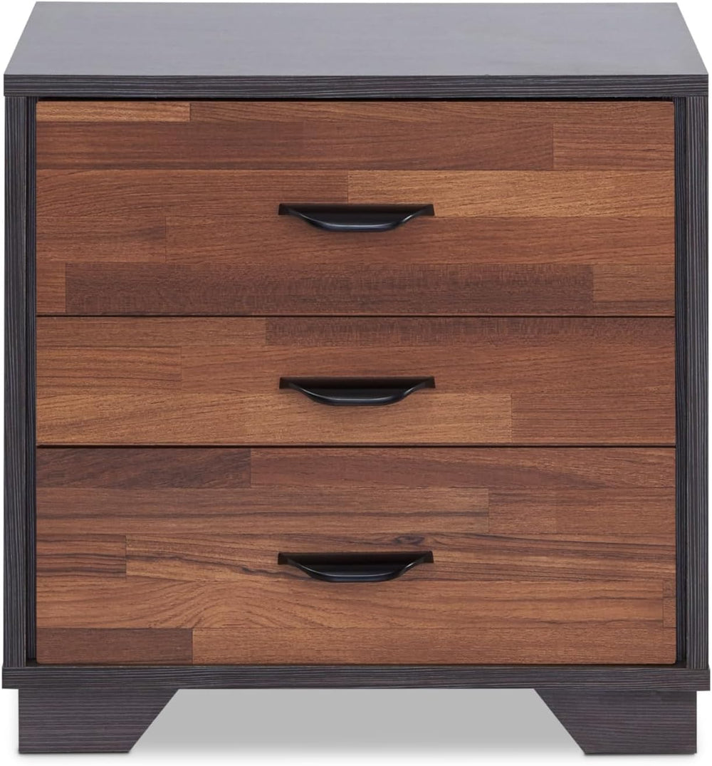 BIGTO Walnut & Espresso Finish Accent Side Table Synthetic Wood End Table...