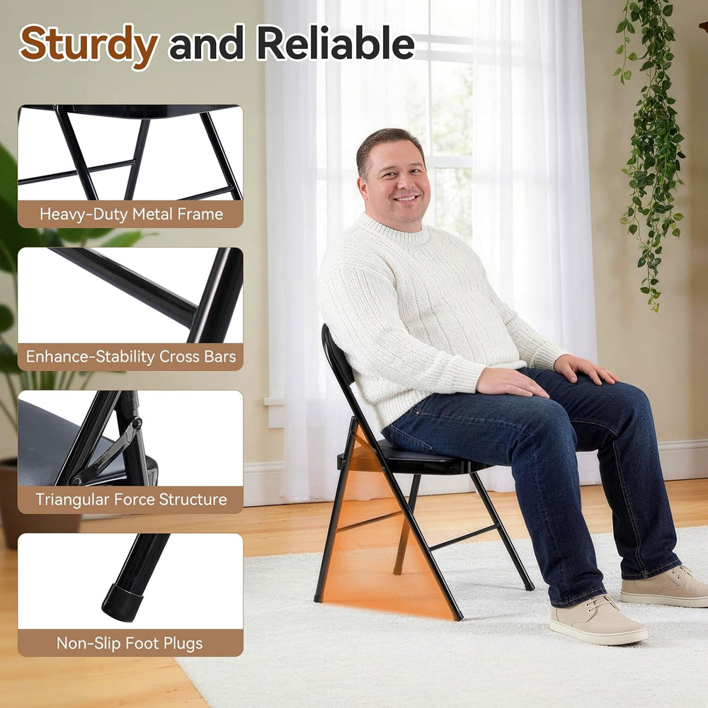 Karl home 12 Pack Black Folding Chairs with Padded Seats, 330lbs Capacity