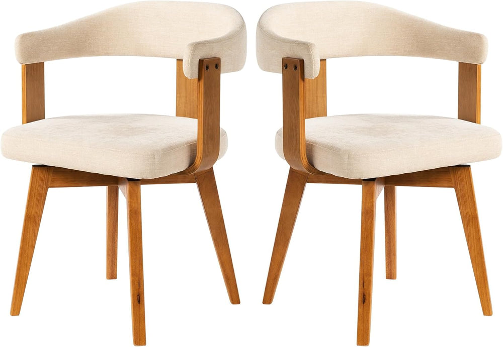 EYYTHUNG Swivel Dining Chairs Set of 2, Mid Century Modern Chenille Dining Ch...