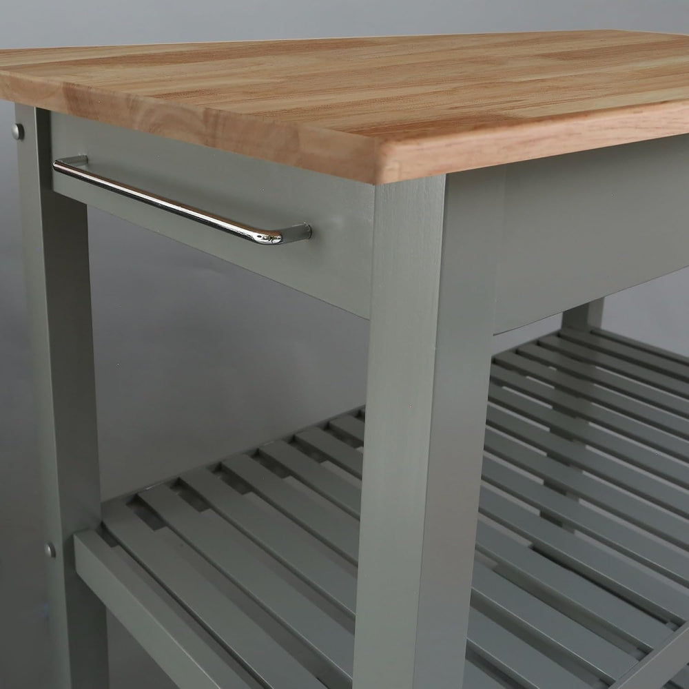 Casual Home Kitchen Island with Solid American Hardwood Top, Slate Gray, 40&q...
