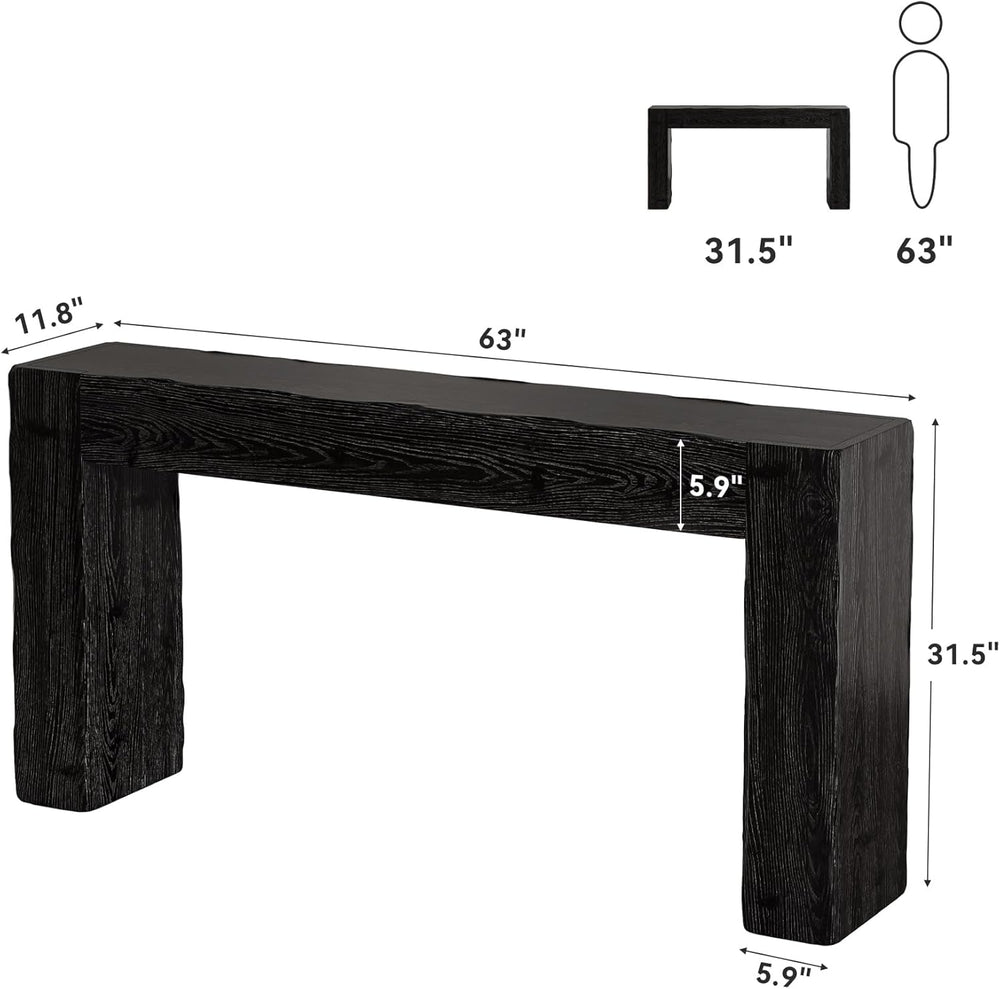 Solid Wood Console Table, 63-Inch Farmhouse Sofa Table Behind Couch for Entry...